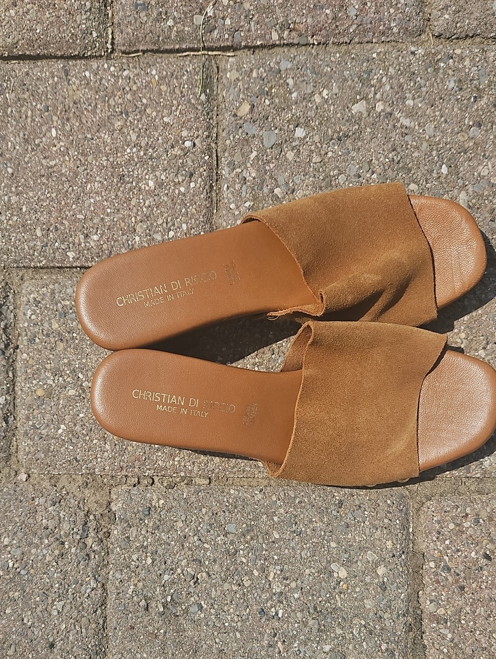 New Women's Brown Suede Slide Sandals Size 39